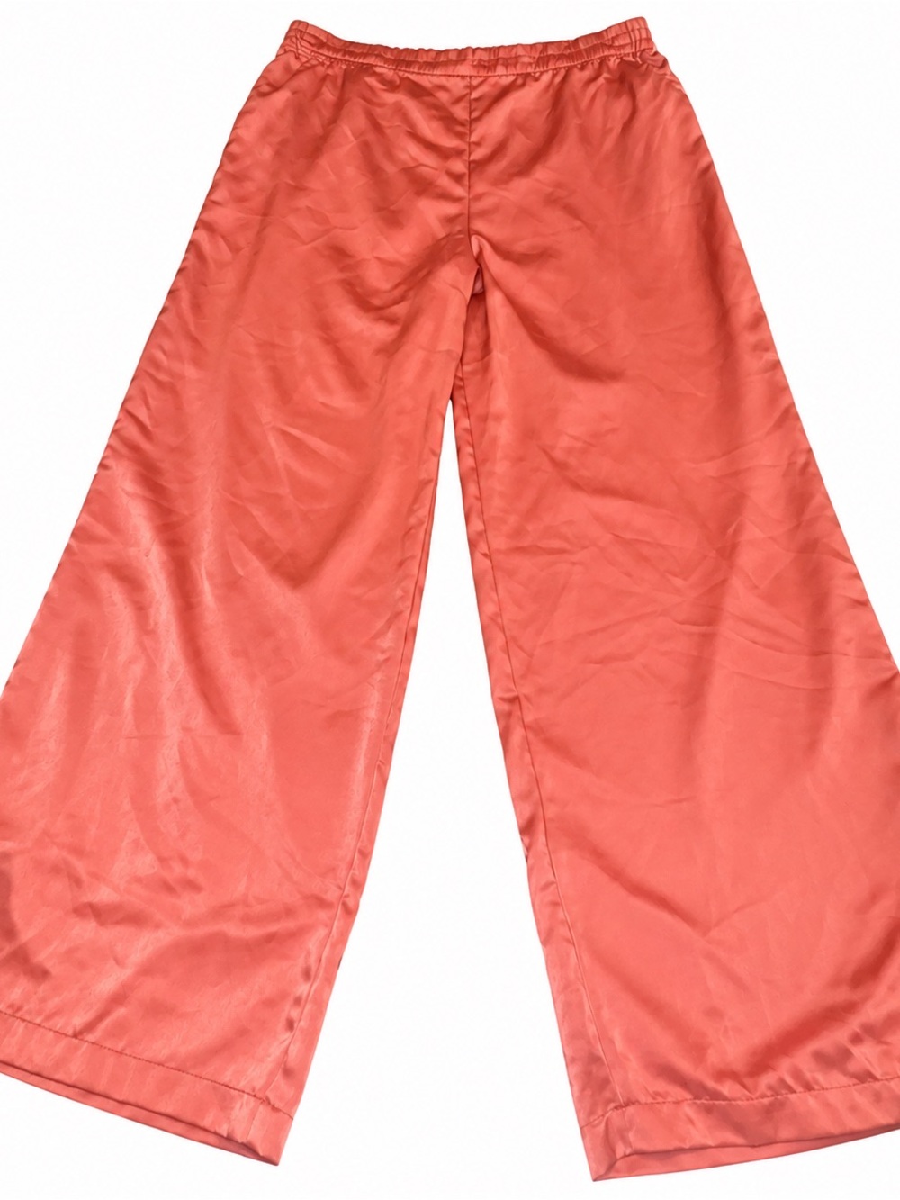Women's Wide-Leg Satin Pajama Pants in Coral
